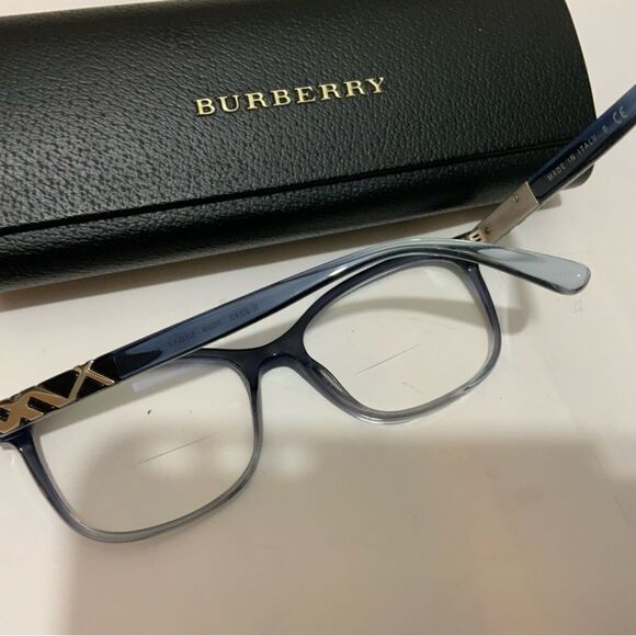 Burberry Blue Gray Clear Lucite Wayfarer Glasses Italy B2242 3599 53 17 140 - Picture 6 of 10